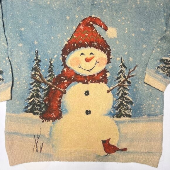 Christmas Snowman Sweater Cotton Wool Blend Winter Scene Sweater Size 2XL - Picture 3 of 9